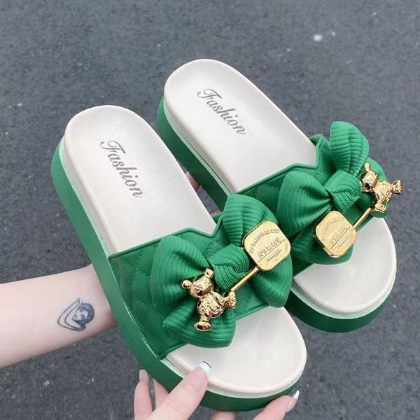 

slippers fashion bowknot women's slippers summer women slippers indoor outdoor flip flops beach shoe home non-slip eva slippers 230713, Black