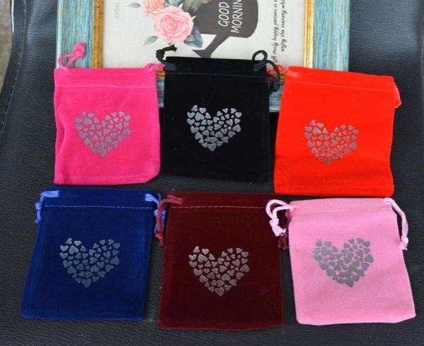 

silver heart velvet jewelry bag 7x9cm275 x 35 inch pack of 100 rings earrings stud gift packaging pouch4508884, Pink;blue