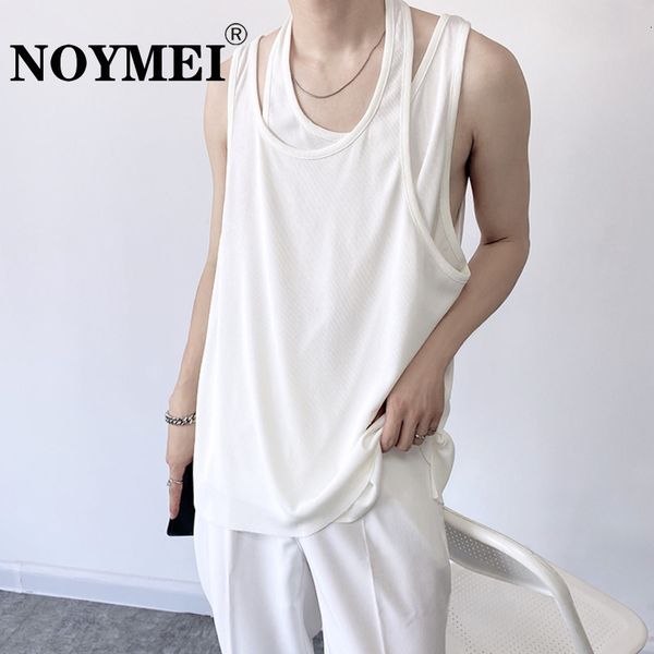 

mens tank noymei sleeveless korean black white clothing summer trend versatile fake twopiece vest loose wa1979 230713, White;black
