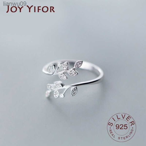 

925 sterling silver korean zircon leaf shape ring female index finger retro fashion handmade jewelry couple gift l230704, Golden;silver