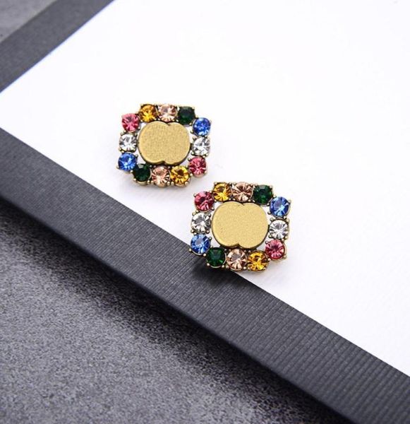 

rhinestone stud crystal design earrings gold ear studs alloy earrings for women fashion stud whole woman9188225, Golden;silver