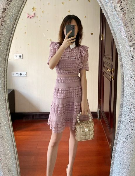 

new s-elf - portrait pink purple love lace polo dress, Black;gray