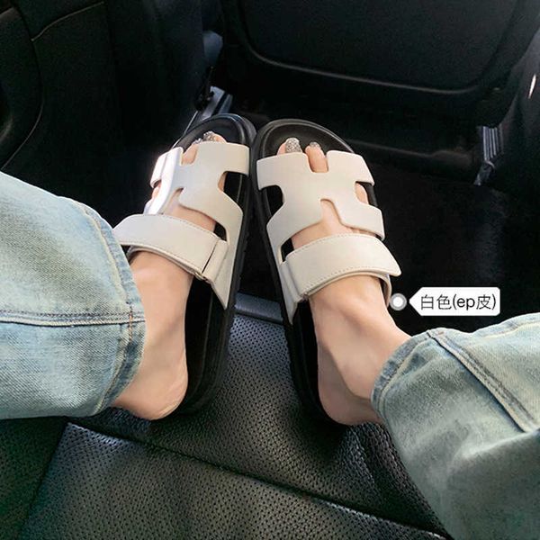

new designer oran luxury beach summer slide 2023 second uncle slippers for women wearing genuine leather fashion thick sole matsutake velcro