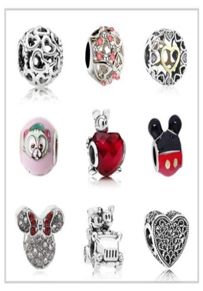 

fits bracelets 20pcs heart miki mini silver charm bead loose beads for wholesale diy european sterling jewelry marking charm women9486684, Black