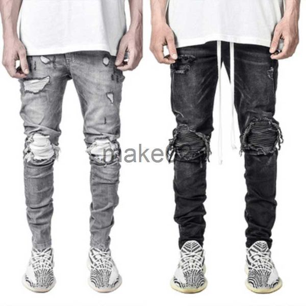 

men's jeans 2021 new men's slimfit ripped jeans men's painted jeans patch beggar pants jumbo men's hip hop pants size s3, Blue