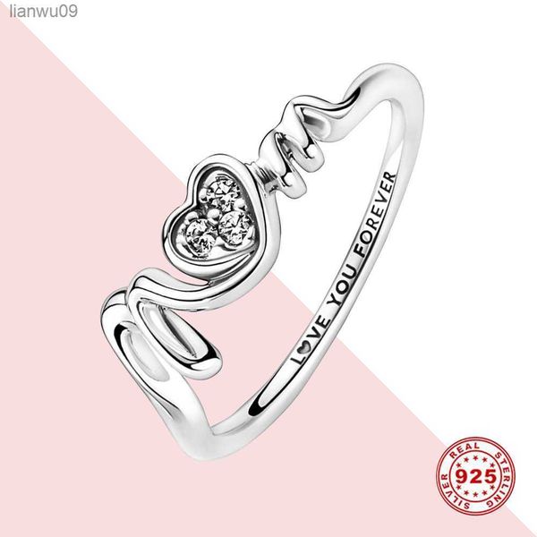 

new 925 sterling silver rings for women original love you forever ring bone engagement wedding crystal ring luxury jewelry l230704, Golden;silver