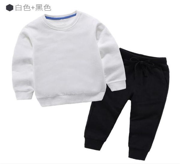 

classic designer boy girl long sleeve hoodies pants sport suit kids fashion children039s 2pcs cotton clothing sets1183294, White