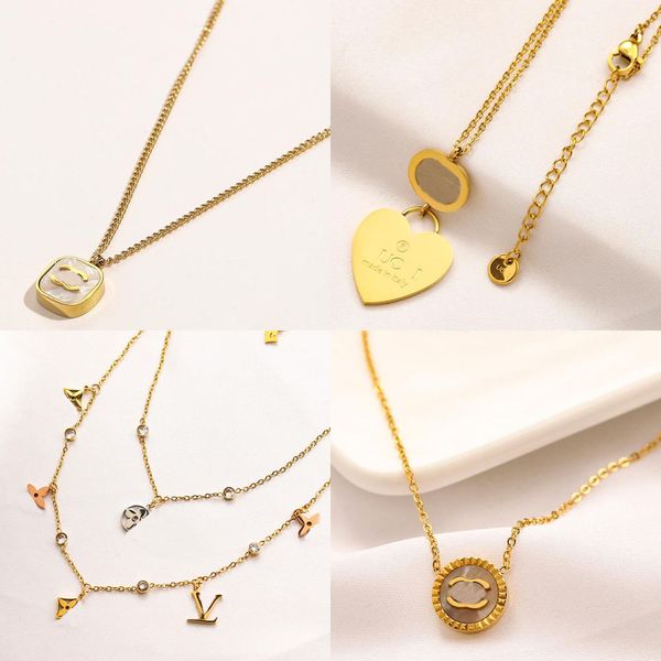 

styles 20 brand letter pendant necklaces never fade stainless steel 18k silver gold plated necklace fashion designer inlaid crystal jewelry