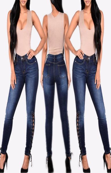 

women summer pants 2019 new stretch jeans female high waist stretch slim pencil pants y5216988946, Blue
