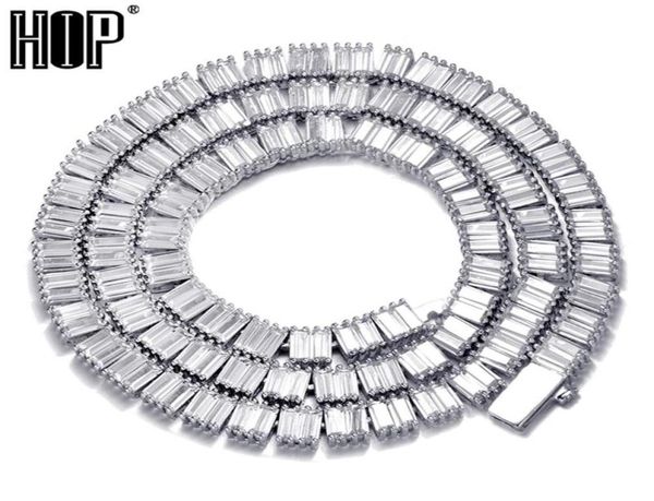 

hip hop 4mm cuban square baguette cz tennis chain bling iced out copper cubic zirconia necklace for men women jewelry7771257, Silver