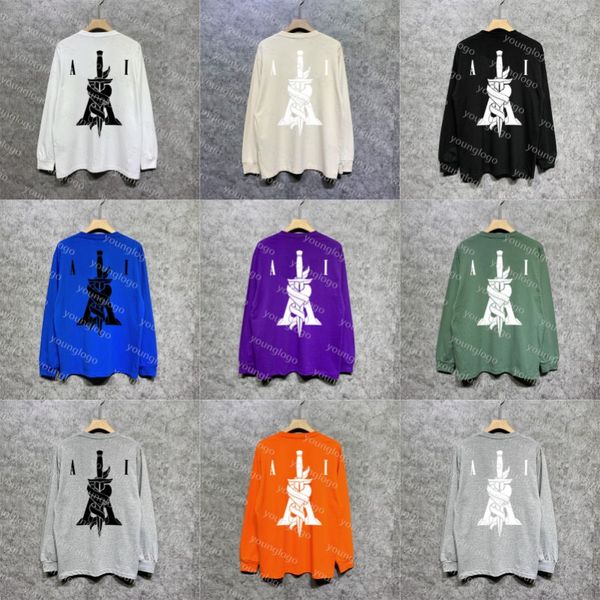 

loose pullover designer mens womens casual street hiphop tide brand printed hoodies fashion round neck sweatshirts, Black