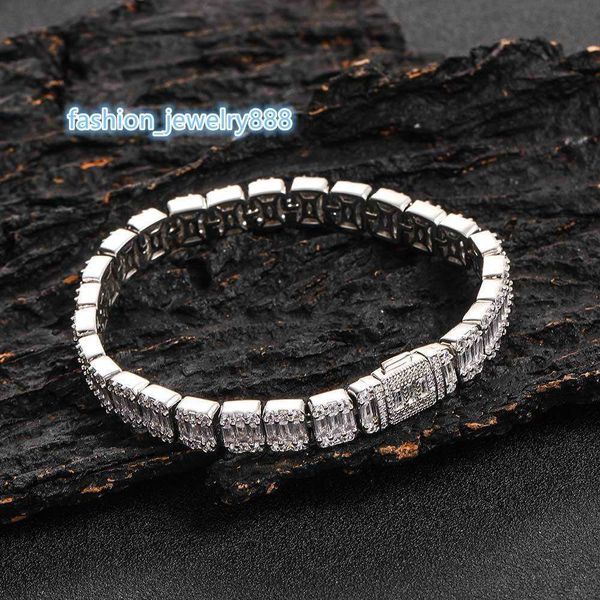 

chain jewelry 8mm flip buckle mixed with zircon rock candy chain hip-hop bracelet trendy brand personalized men's bracelet, Black