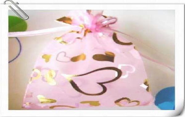 

ship 200 pieces 79cm pink heart organza voile jewelry bag gift bags christmas candy bags7726194, Pink;blue