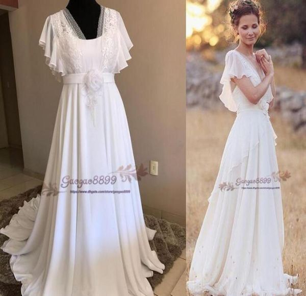 

bohemian hippie style wedding dresses 2019 beach aline wedding dress real picture bridal gowns backless white lace chiffon boho g9570962