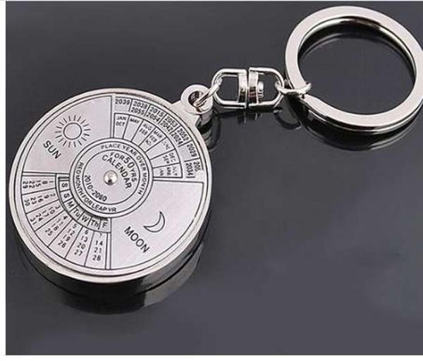 

50 years perpetual calendar keyring keychain silver alloy key chain ring keyfob 6rma5294364, Slivery;golden