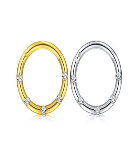 

10pcslot titanium gems seamless hinged segment ring clicker cartilage noselipear hoop septum 16g shine60295508915237, Silver