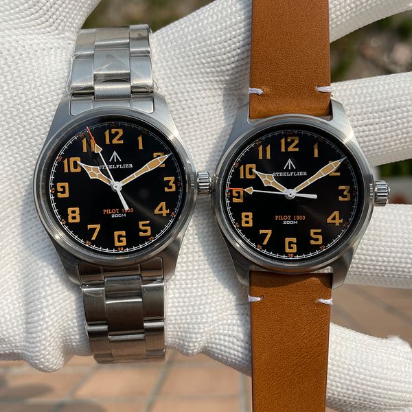 

other watches steeldive 39mm pilot watch men classic retro sports quartz vh31 sapphire waterproof clock c3 reloj hombre 230714, Slivery;black