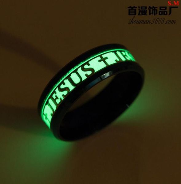 

new jesus character nightlight ring fashion stainless steel ring9913881, Silver