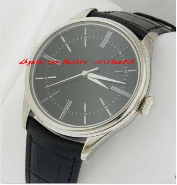 

fashion luxury wristwatch 50509 white gold black dial new model 50509 complete automatic mechanical mens watch mens watches quality, Slivery;brown