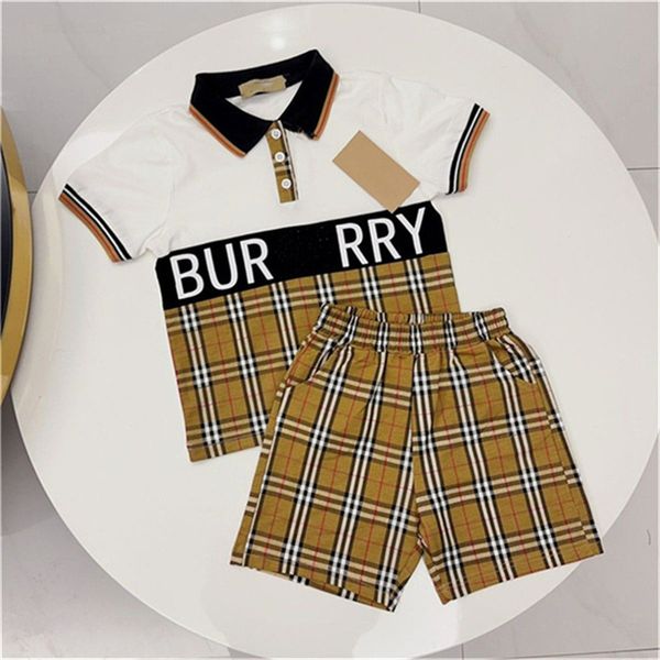 

designer polo shorts 2 piece set boys girls sports suit children's t-shirt shorts brand letter high end cotton shorts boys summer a9, White
