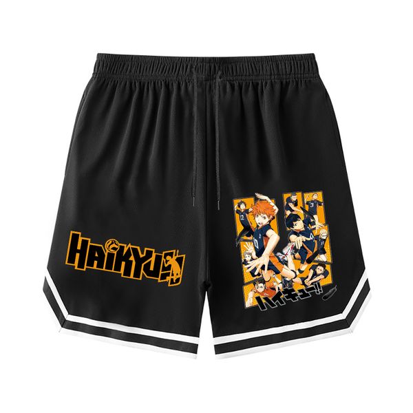 

men's shorts men anime shorts haikyuu short pant summer sports fifth pants men basketball shorts casual bottoms shoyo cropped trousers, White;black