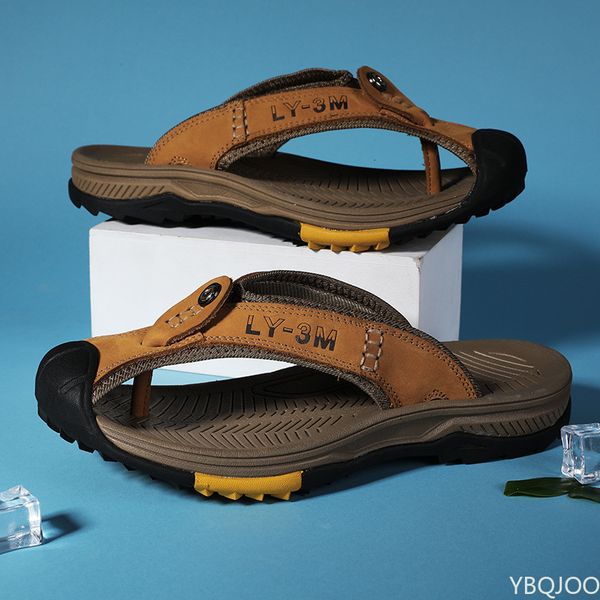 

slippers slippers men's shoes leather outdoor beach fashion trends in the streets of summer fashion slippers 230713, Black