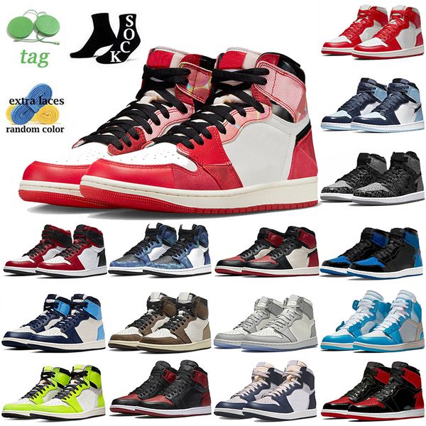 

mens 1s spider-verse basketball shoes jumpman 1 obsidian trainers dark marina blue pine green shadow tie dye volt gold pollen lce blue tie d