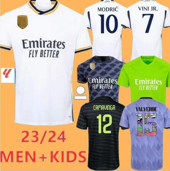 

23 24 soccer jerseys bellingham player version vini jr camavinga tchouameni modric rodrygo real benzema arda guler football shirt camiseta m, Black;yellow