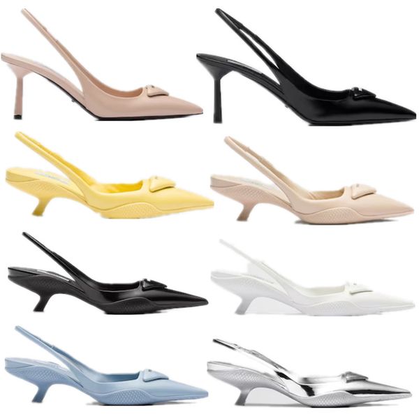 

women designer sandals high heels with shiny leather back straps white pink black green fashion ballet dance shoes with box