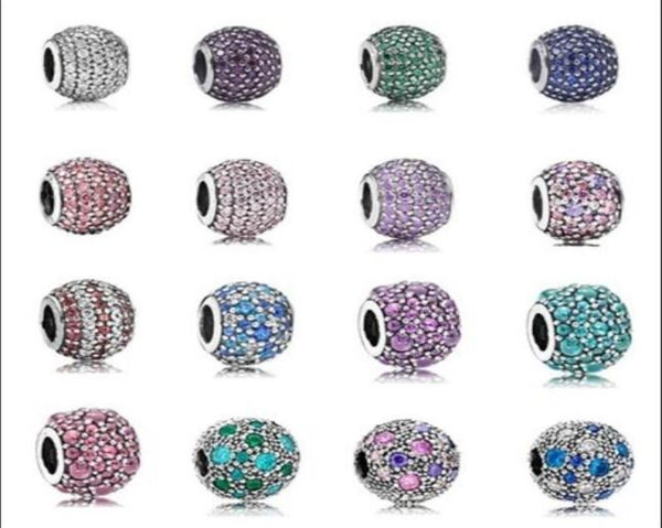 

925 sterling silver crystal clear cz charms european beads fit pandora snake chain bracelet charms jewelry diy making with box286u7998237