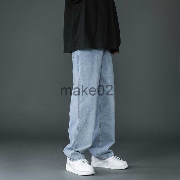 

men's jeans 2023 new brand spring men korean fashion blue pink white jeans streetwear hip hop baggy denim trousers straight wide leg pa