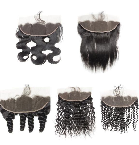 

pre plucked deep curly swiss lace frontal closure ear to ear 13x4 malaysian straight human hair full frontals closure natural hair5576743, Black;brown