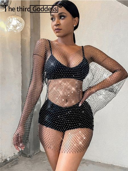 

urban dresses see through fishnet summer dress women glitter mini bodycon club party dress mesh bikini cover up beach dress hl 230713, White;black