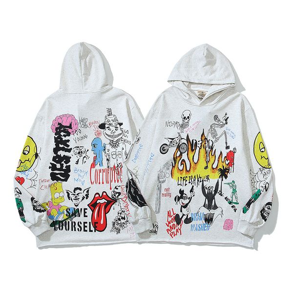 

graffiti sweatshirts hoodies men print pullover suprior hoode high street pullovers 23fw, Black;brown