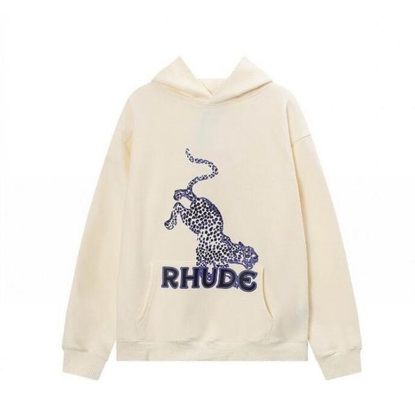 

rhude mens hoodies luxury r hoodies womens spring and autumn hoodie big picture series printed hoodie casual fashion high street style, Black