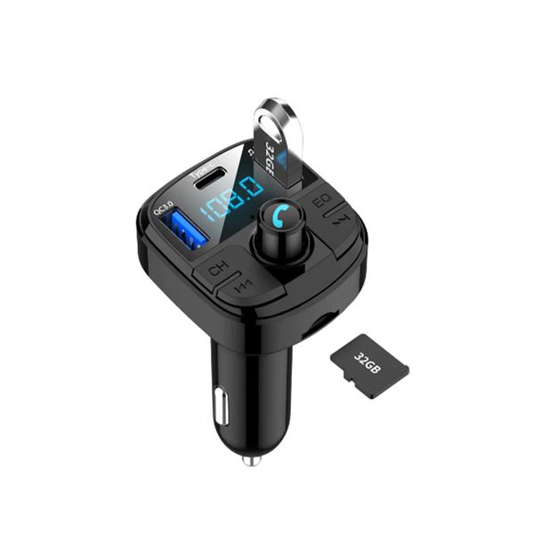 

bt29 bluetooth 5.0 fm transmitter car kit mp3 modulator car charger qc3.0 modulator double usb car accessorie u disk/tf card