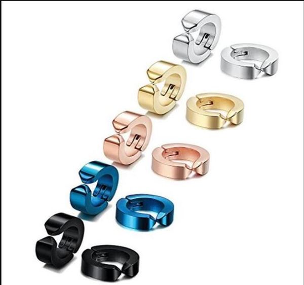 

magnetic nonpierced earrings titanium stainless steel ear clips metal punk hiphop stud 18393821292, Golden;silver