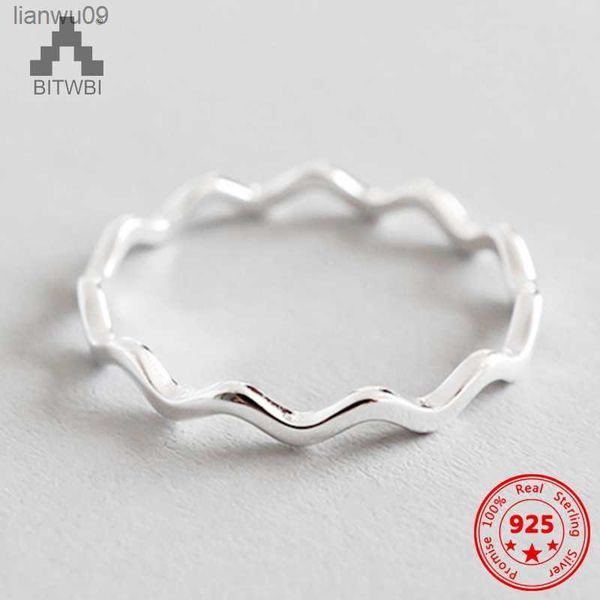 

925 sterling silver finger rings rose gold simple thin line curve wave wild smooth woman girl rings striped jewelry wedding l230704, Golden;silver