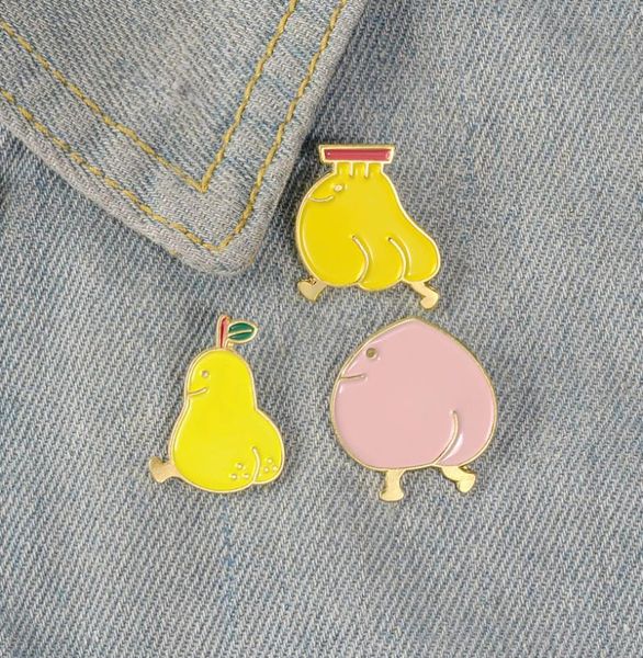 

japanese creative personality brooch cartoon peach pear banana cute fruit butt brooch pin student versatile clothing brooch jacket6959541, Gray