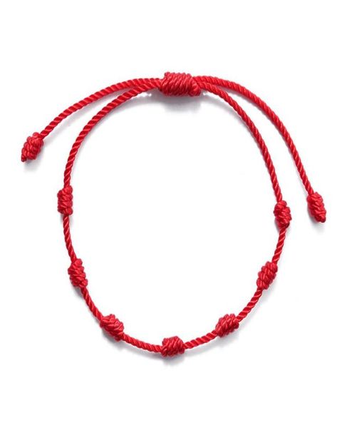 

7 knots red string bracelet protection good luck amulet for success prosperity handmade rope bracelets lucky charm bangles gift9268821, Golden;silver