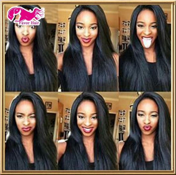 

8a front lace wig natural11b24 color silky straight 100 human hair with baby hair 130 density4148711, Black;brown