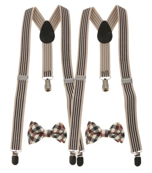 

pack of 2 sets kid stretchble yback suspender plaid bowtie set clipon braces belts4272043, Blue