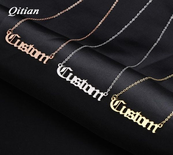 

old english nameplate necklace gold color choker stainless steel personalized name necklaces pendants romantic gift y20081098805948376735, Silver