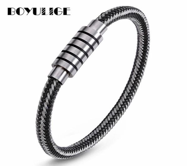 

new fashion jewelry charm bracelet men glamour titanium wire stainless steel bracelets for women high end design black wristband3140161, Golden;silver