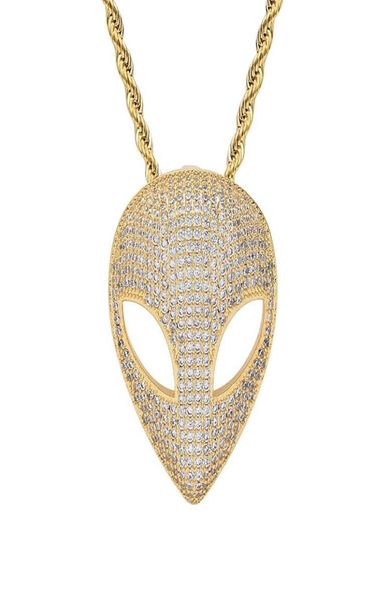 

hip hop claw set cz stone bling iced out solid alien pendants necklaces for men rapper jewelry drop pendant4510244, Silver