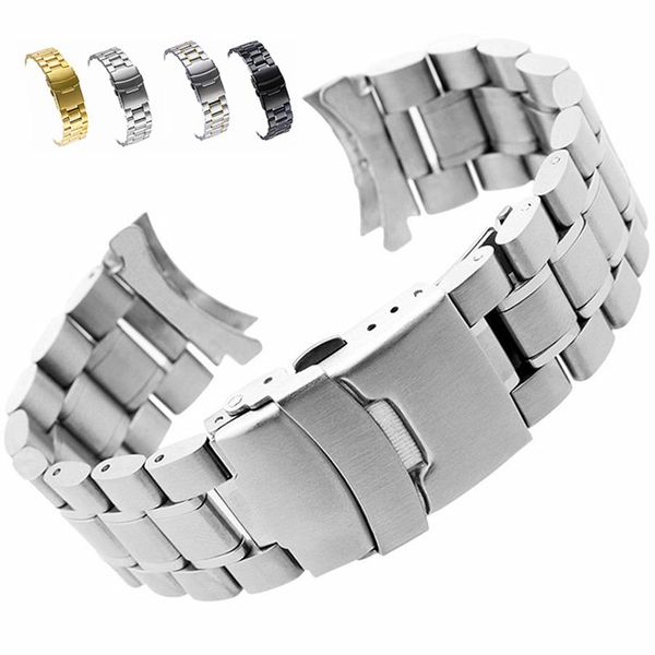 

spot mi wuzhu solid stainless steel watch strap double insurance buckle bracelet watch accessories 18 20 22 24mm269b, Black;brown