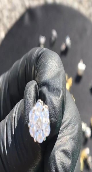 

925 silver hexagon shape drop earrings 1 pair iced out earrings micro pave cubic zircon earring men women fashion jewelry for gift8202687, Golden;silver