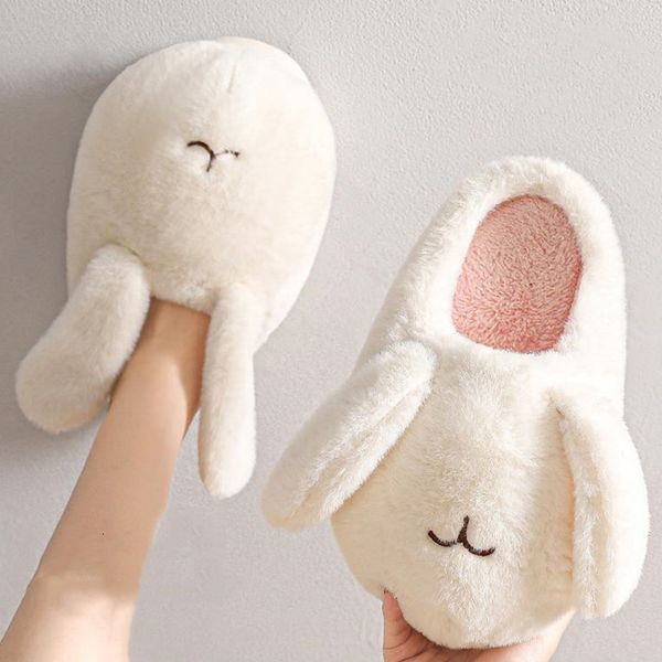 

slippers cute cotton slippers women autumn winter indoor home anti-skid warm plush slipper couples indoor house cotton shoes 230713, Black