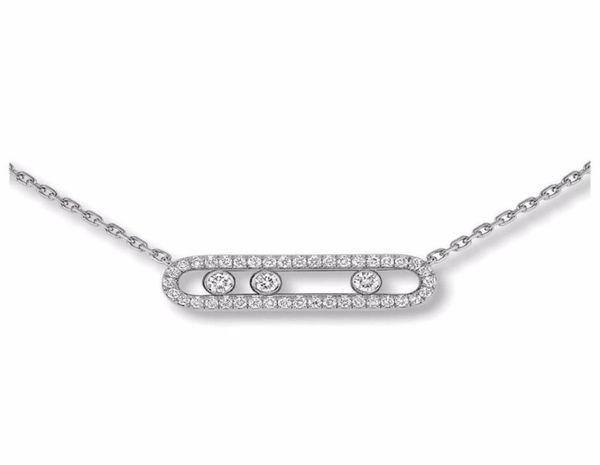 

2022 fashion luxury mother pendant white move stone wedding pendant long chain new energy necklace for woman8438607, Silver