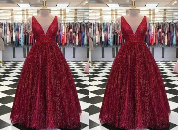 

sparkly burgundy prom dresses party aline deep vneck backless dresses evening wear women special occasion dress vestido de novia7847290, Black